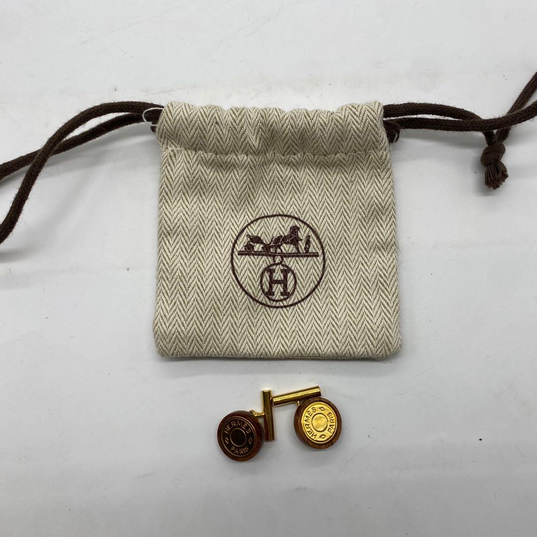 エルメス カフス セリエ ウッド ゴールド HERMES カフリンクス 希少
