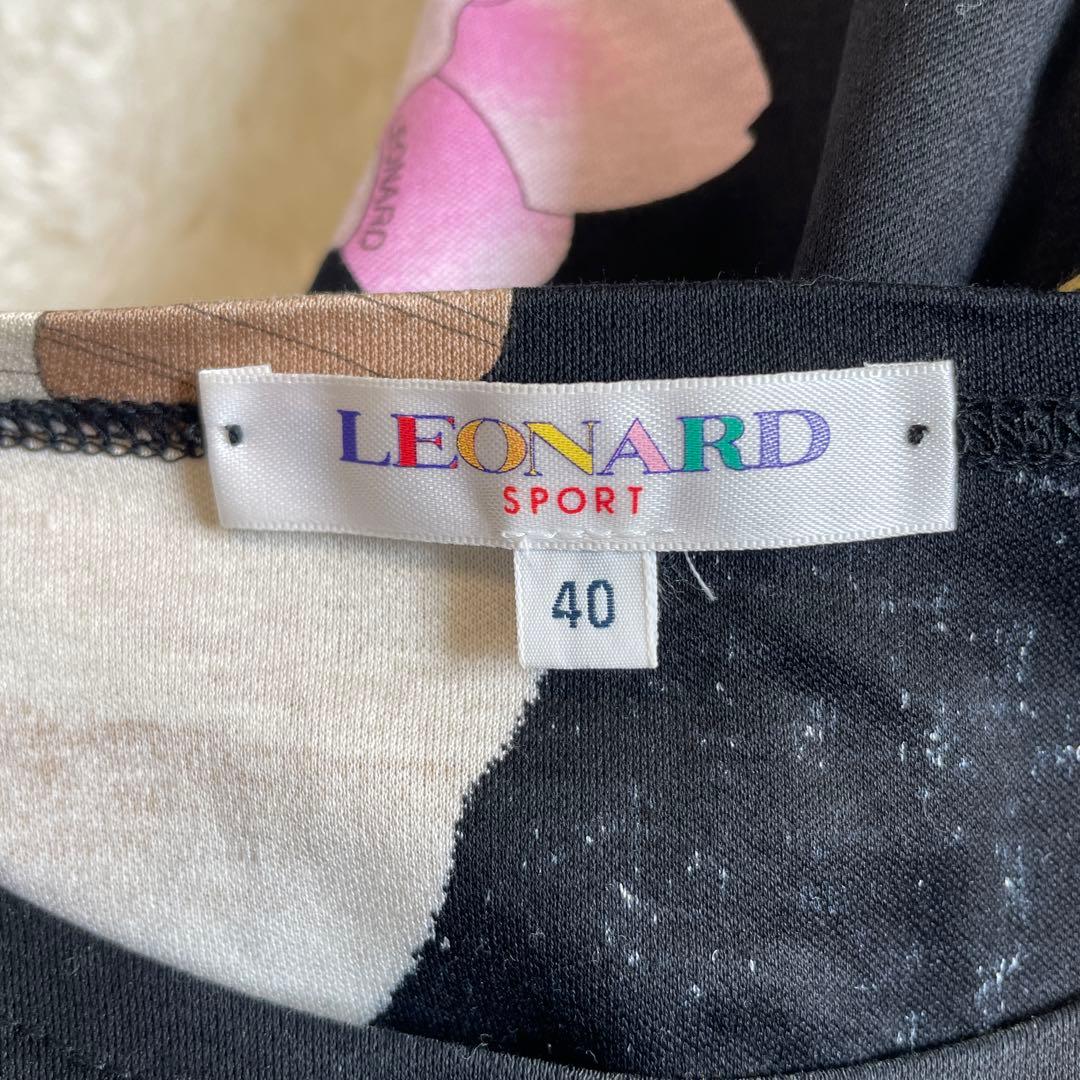LEONARD レオナール 花柄 鳥柄 半袖Tシャツ 40 日本製 綿 黒 希少