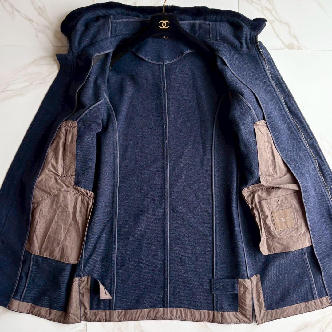 美品◆イタリア製 COrOGLIO コロリオ ダッフル ロング ボア コート L