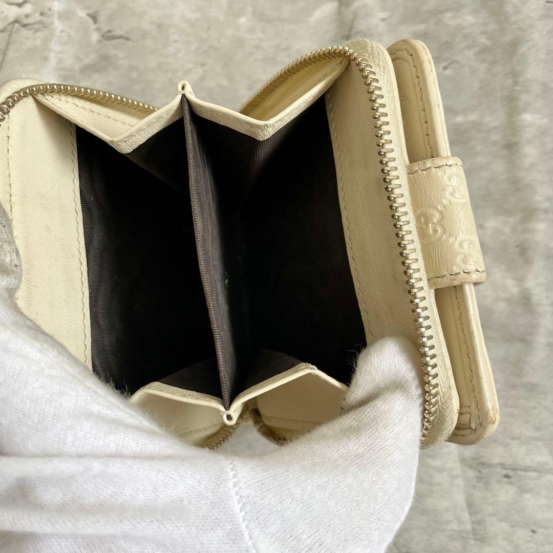 GUCCI コンパクトウォレット マイクロシマ レザー 二つ折り財布 ホック