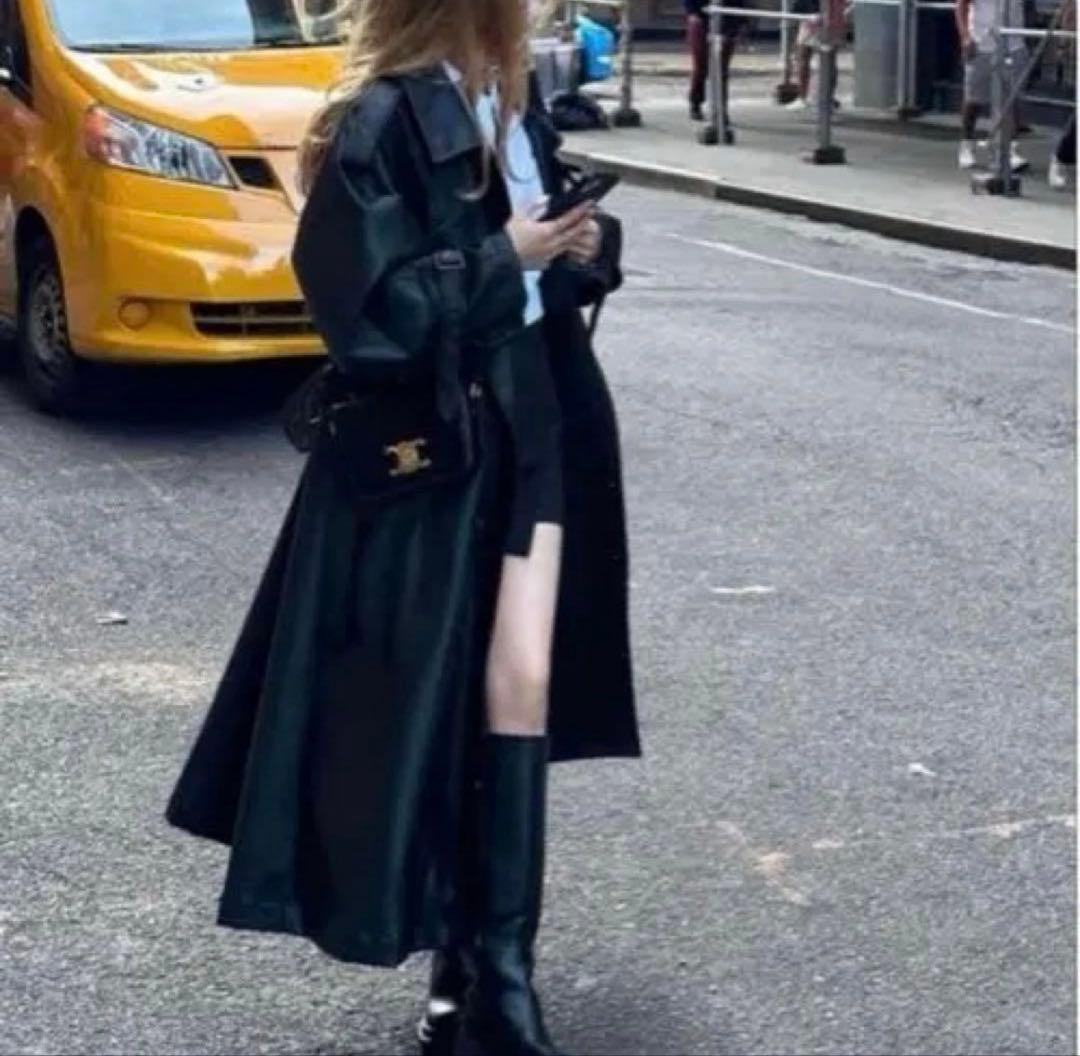 SサイズTHE TOÉ AVIGNON TRENCH COAT黒レザー