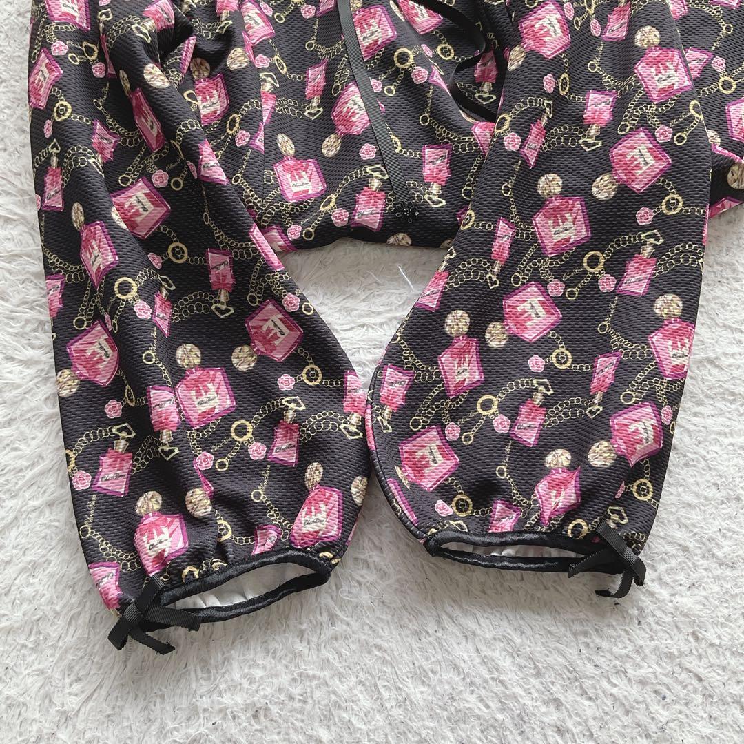 スーパービューティー ワンピース 総柄 胸元リボン 44/2XL 香水瓶 大きめ