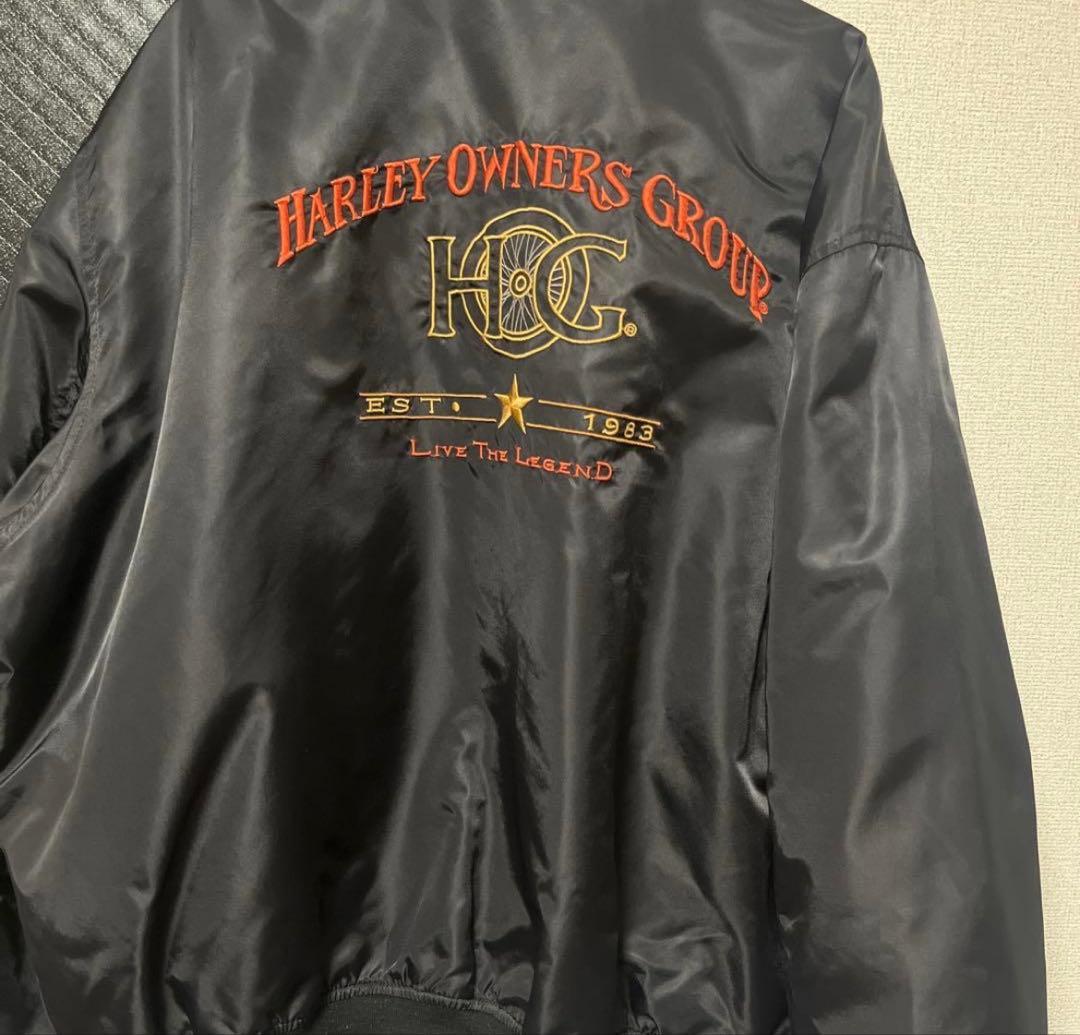 80s USA製 Harley-Davidson MA-1 ジャケット ブラック
