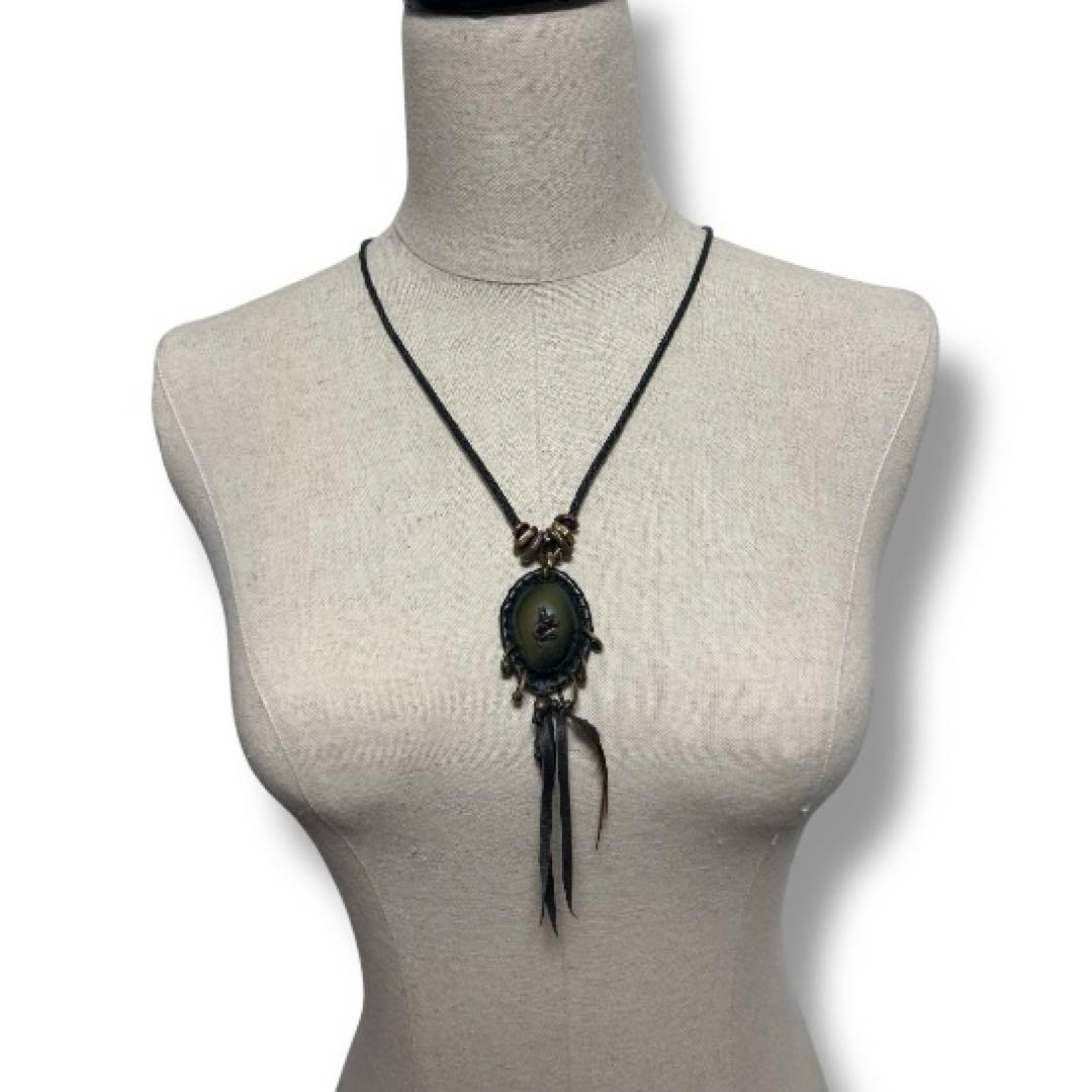 【14thaddiction】 feather stone necklace