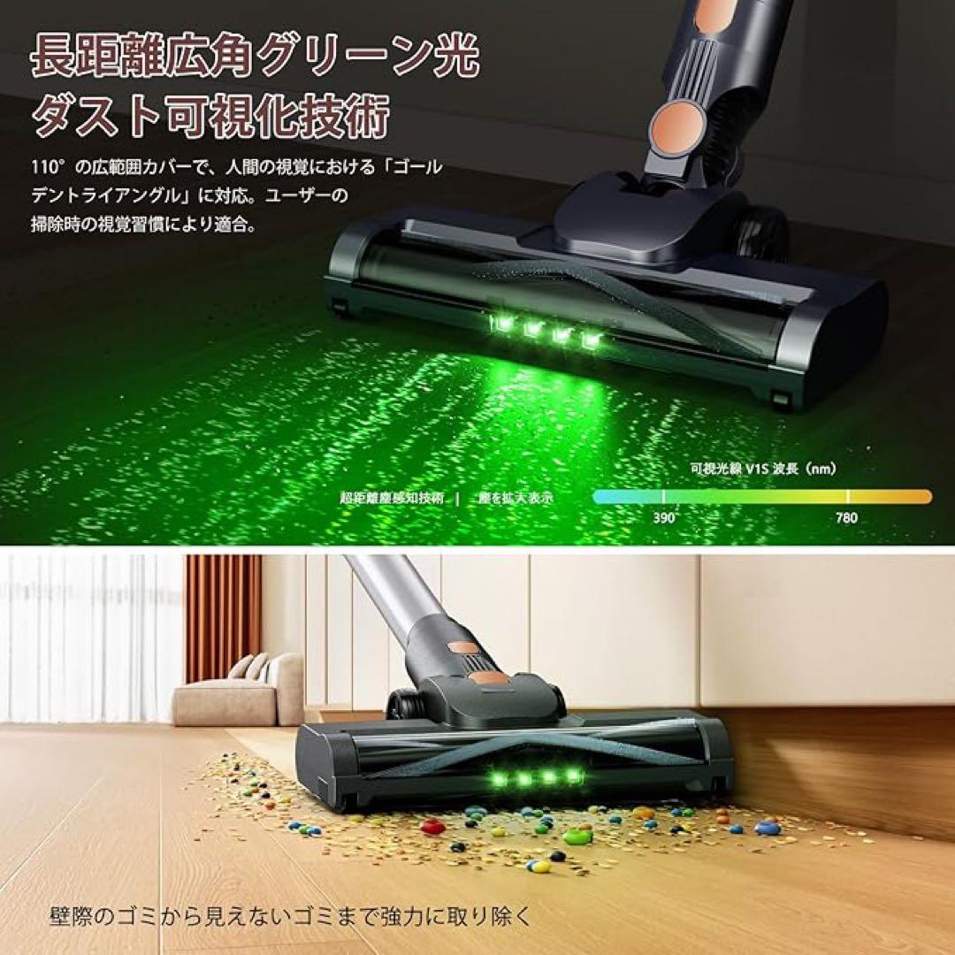 掃除機 コードレス　最軽量　自立式　革新版グリーンLEDライト　充電スタンド