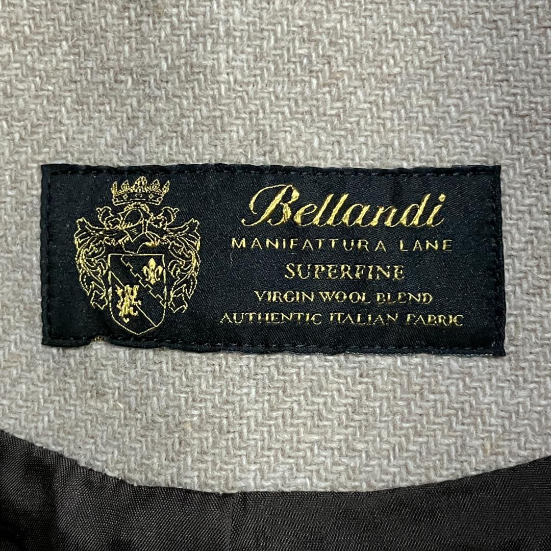 イタリア製生地 Bellandi 極上ウール混 コート 杢ベージュ L 未使用級
