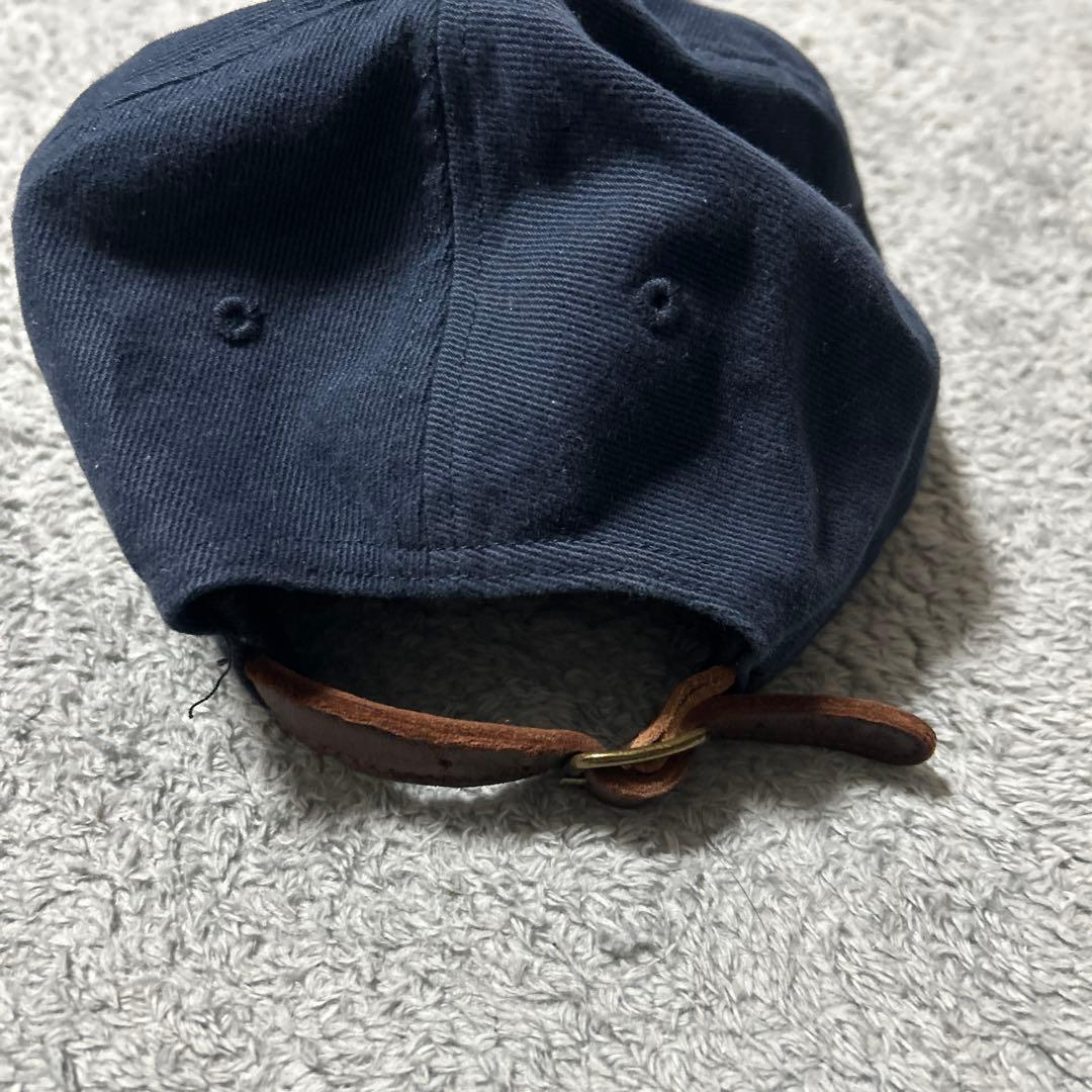 Supreme キャップ USA製 レザーストラップ ネイビー