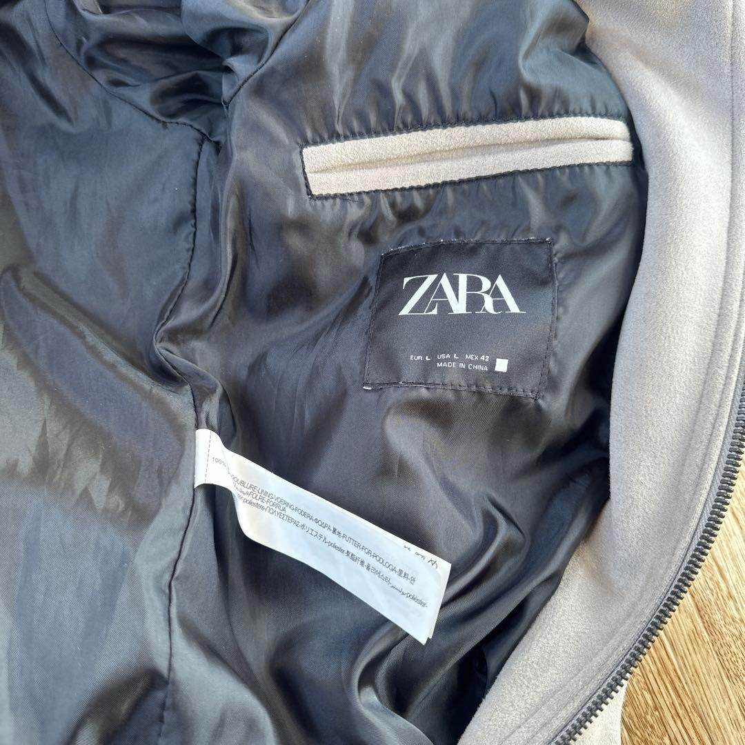 ZARA フェイクスウェードジャケット　ライトグレー　L