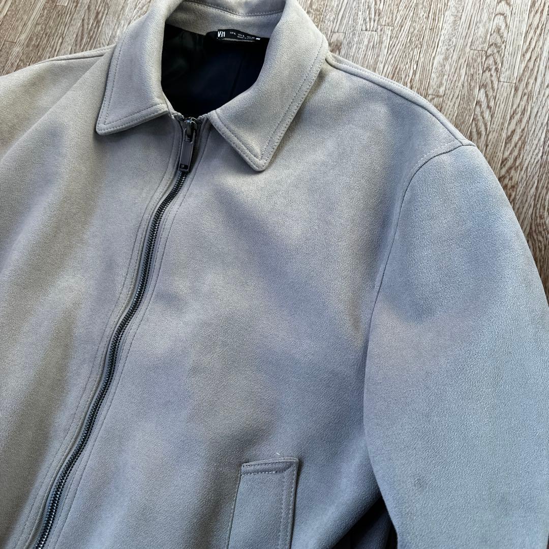 ZARA フェイクスウェードジャケット　ライトグレー　L