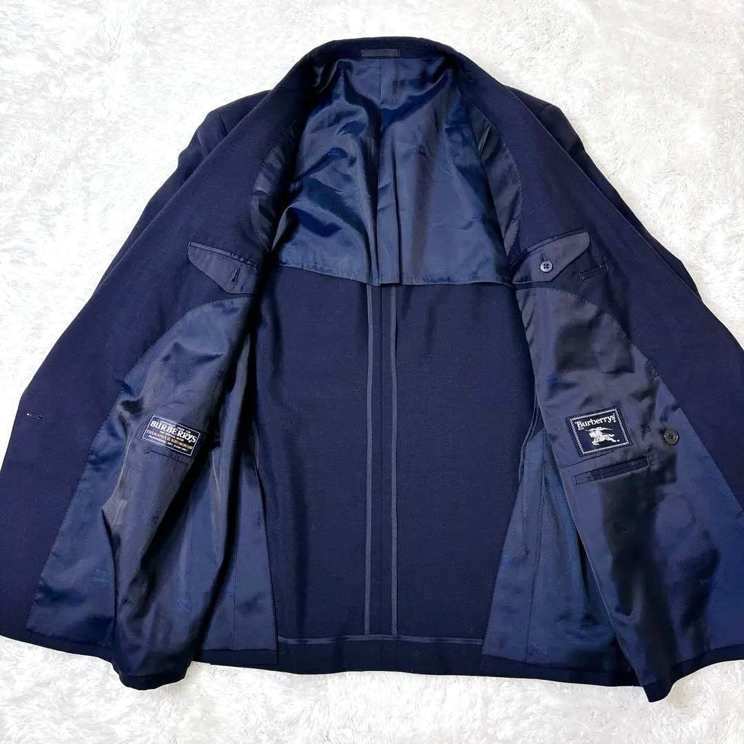 希少 Burberrys 紺ブレ ダブル 刻印 金ボタン モヘヤ混 BB7 3L