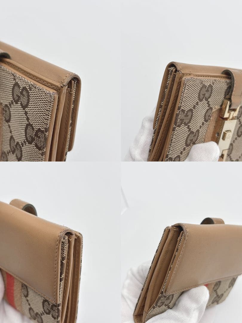 GUCCI GGキャンバス 二つ折り　財布　グッチ　ジャッキー　シェリー　レザー
