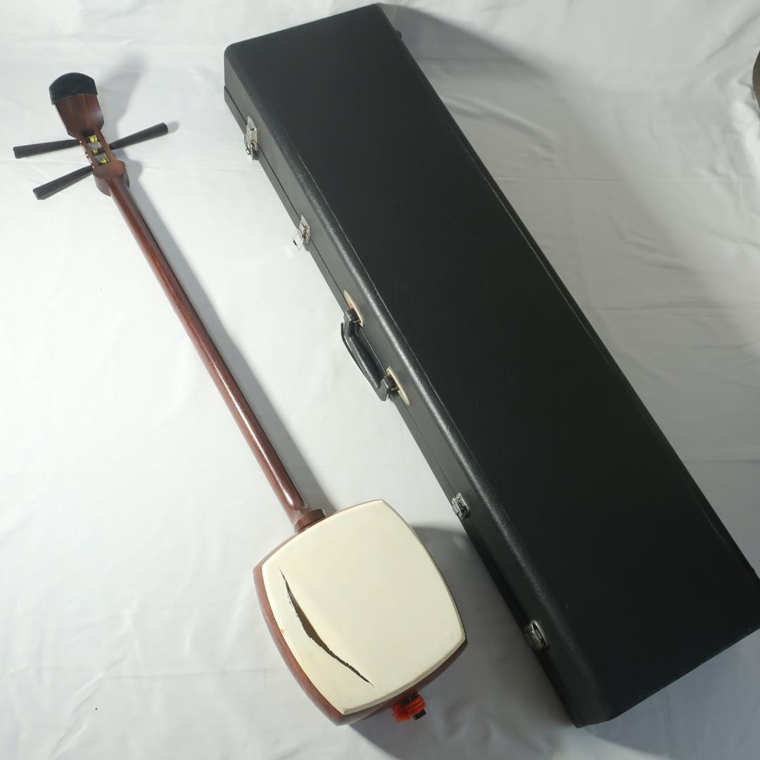 三味線 中棹 ハードケース 撥 付属 地唄 和楽器 E24