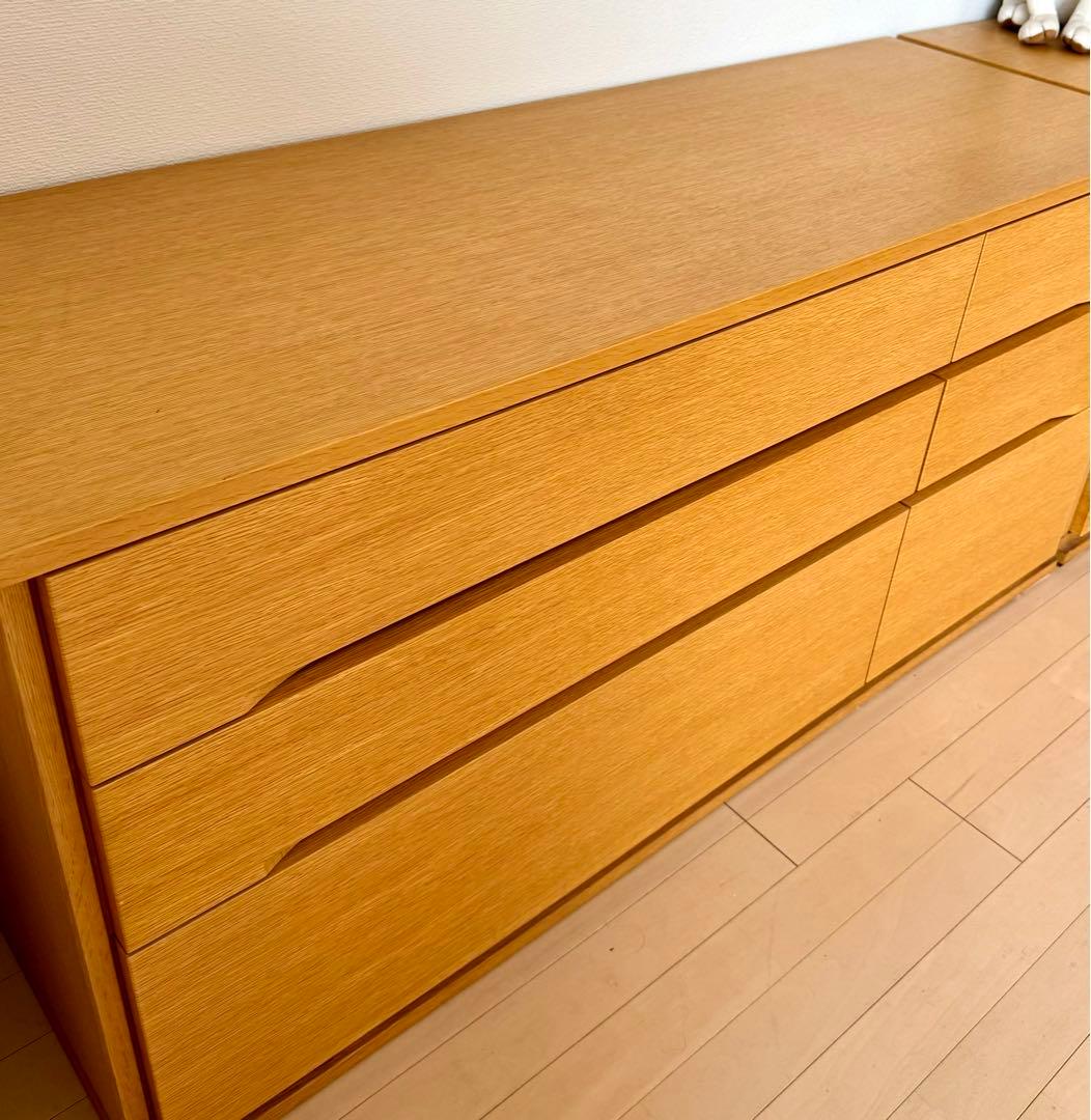 美品 IDC大塚家具 府中家具 幅136cmチェスト 国産 高品質 焼印有 楢材