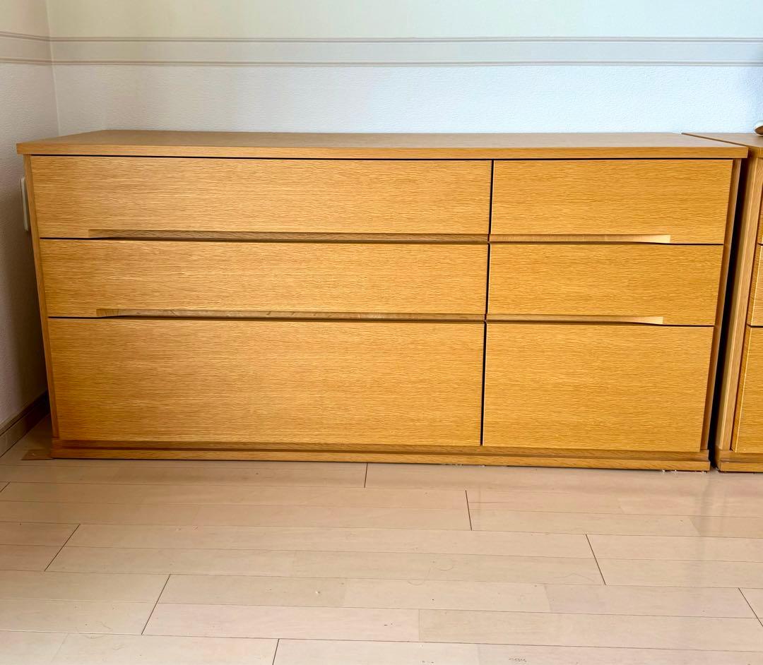 美品 IDC大塚家具 府中家具 幅136cmチェスト 国産 高品質 焼印有 楢材