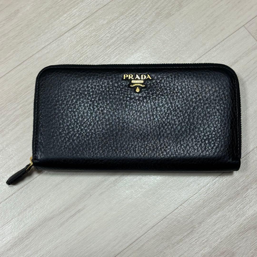 PRADA プラダ 長財布 財布 ファスナー サフィアーノ ブラック