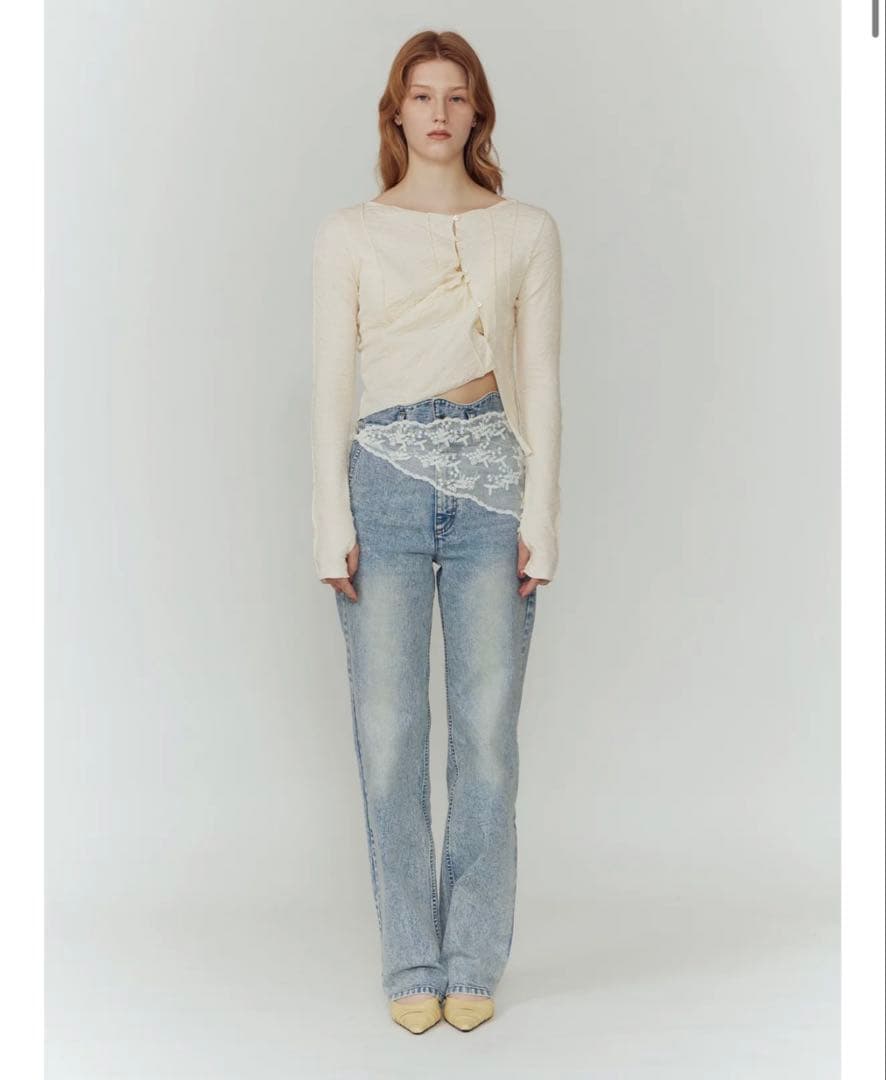 【Eaphi】WAVE DESIGN HIGH WAISTDENIM size1