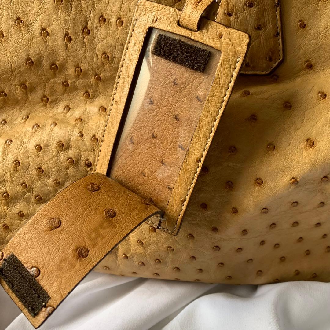 PRADA オーストリッチ ボストンバッグ 三角ロゴ