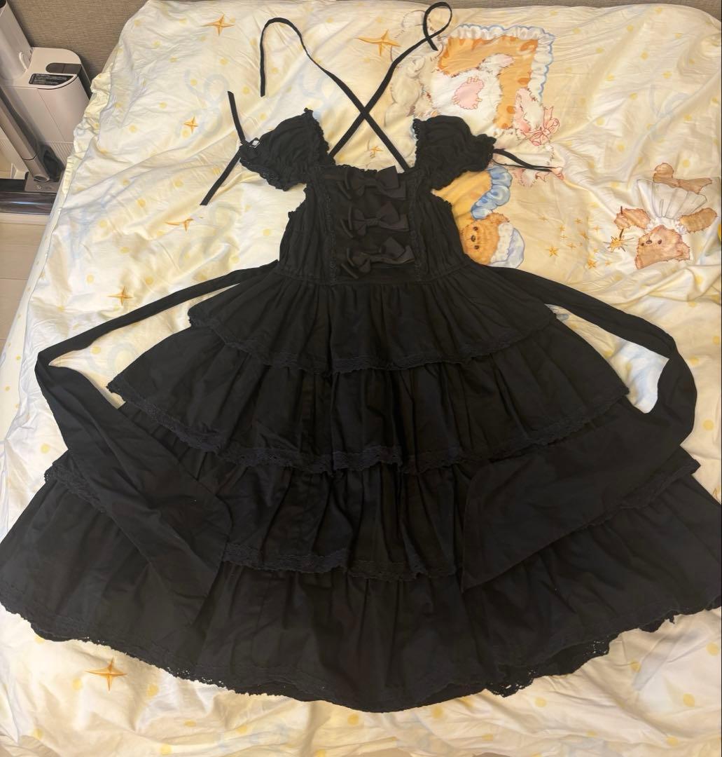 BABY リボンミルキーシュガージャンパースカート 黒×黒