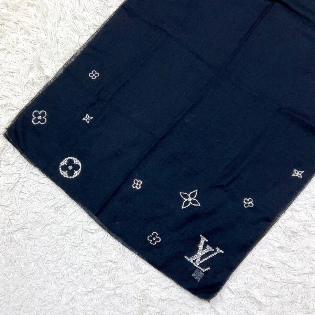 ルイヴィトン エトール モンテカルロ ストール カシミヤ ラインストーン 黒