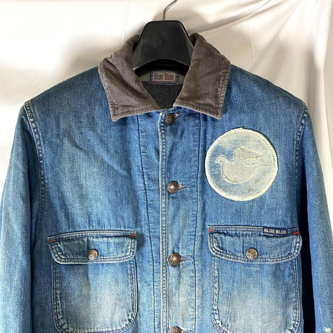 BLUEBLUE メンズS～M ダメージ加工 薄中綿入り 裏付き カバーオール