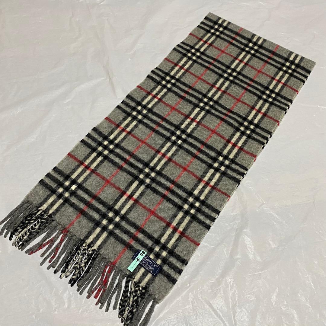 Burberrys バーバリー チェック カシミア100% マフラー　グレー