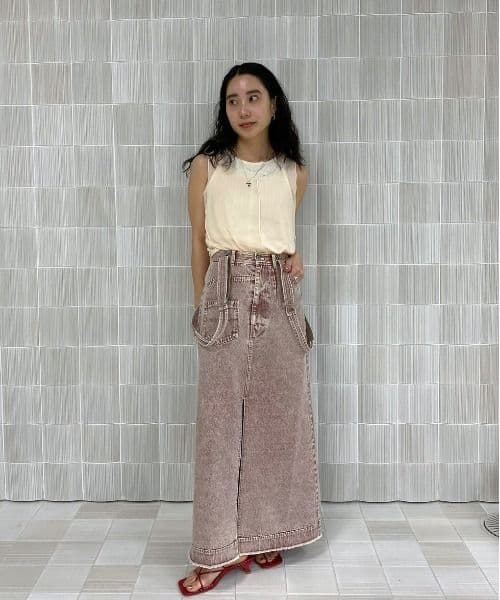 スカート MEDI INVERT SUSPENDER DENIM SKIRT ameri