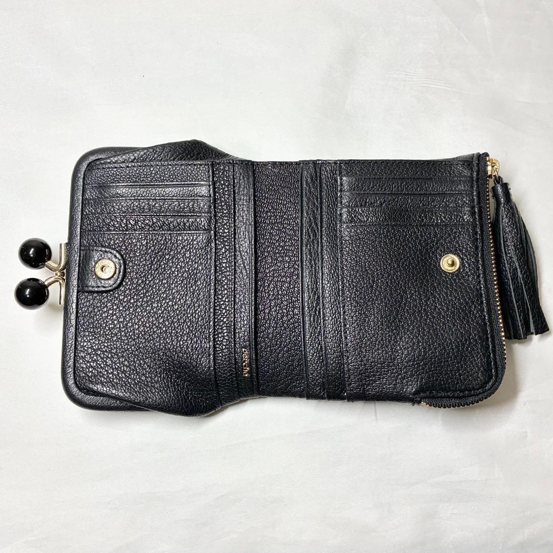 【新品】　ペルケ　がま口　アクリル玉　二つ折りウォレット　財布　レディース　人気