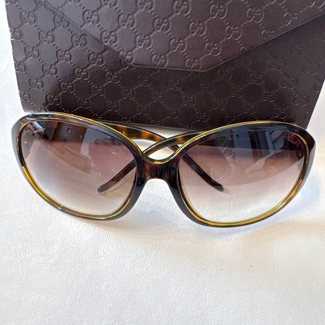 GUCCI ブラウングラデーション サングラス　GGマーク　ラブリーハート