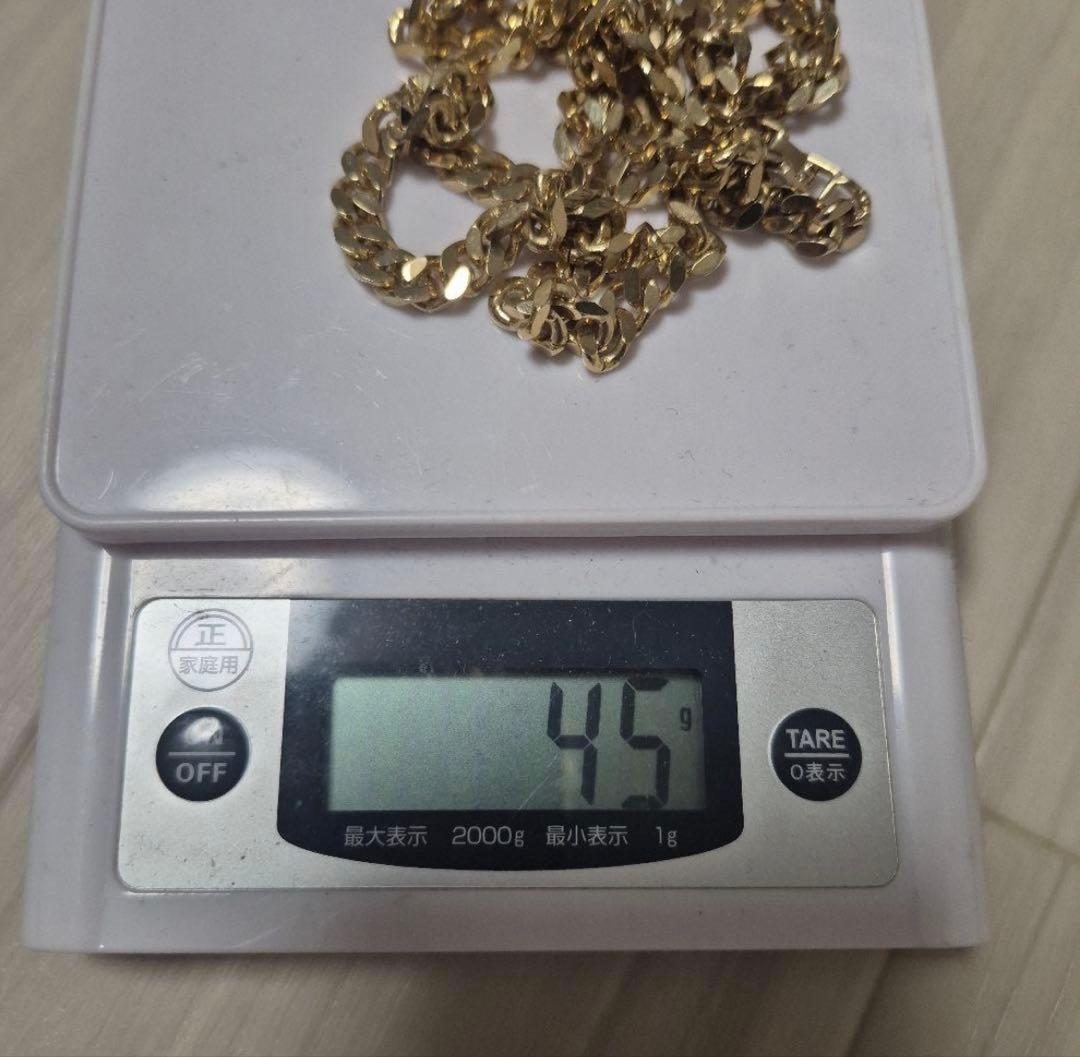 18KGP　メッキ喜平ネックレス　約５０cm　45g　幅約６ミリ