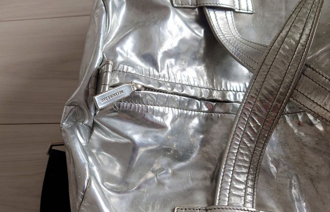 HELMUT LANG 2004 シルバー メタリック レザー バッグ 本人期