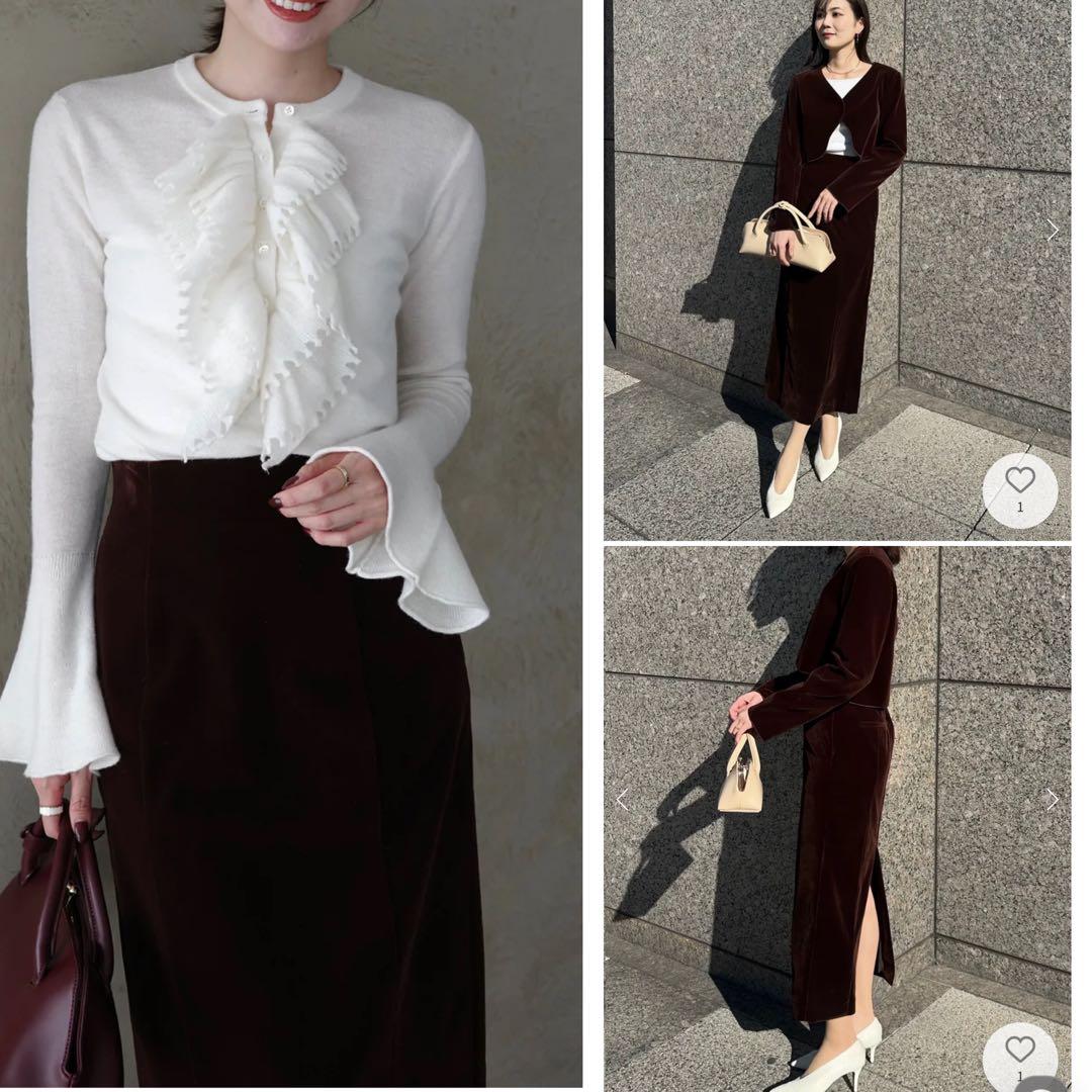 anuans 25AW ベルベットナロースカート ブラウン M