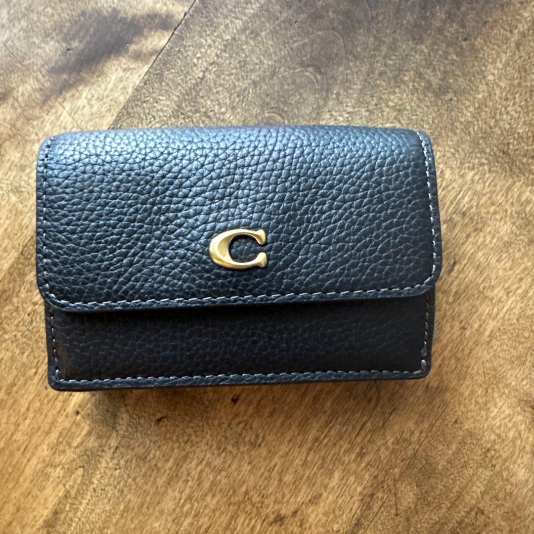 COACHブラックレザー三つ折り財布