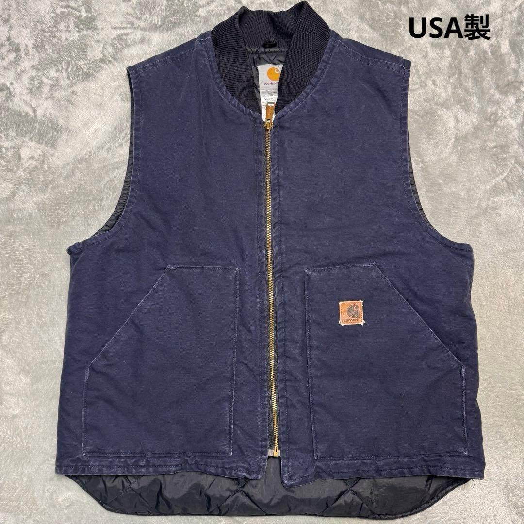 USA製 carhartt ダックベスト V02 MDT ネイビー 00s L
