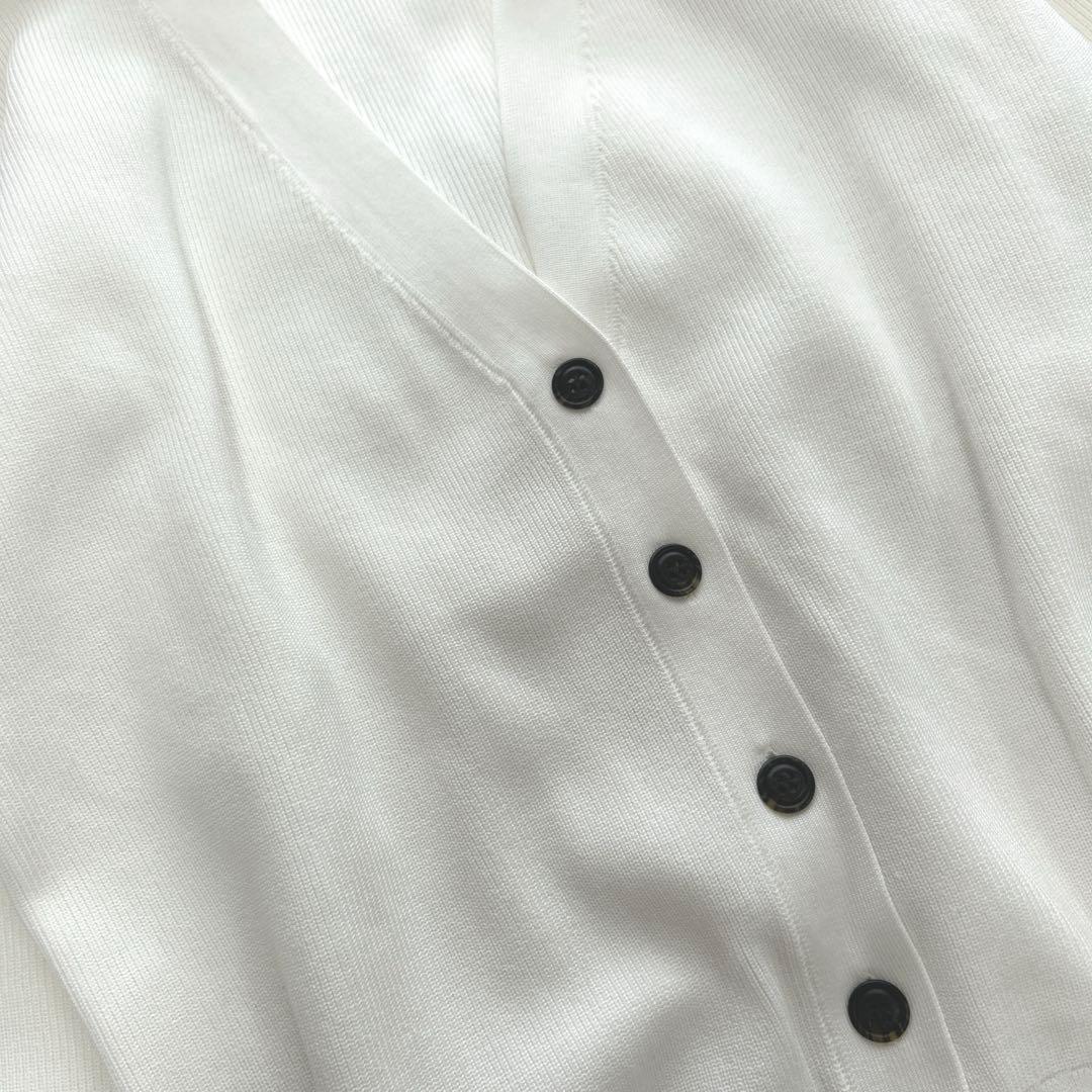Spick & Span 片畔編みニットカーディガン　ホワイト　ビックシルエット