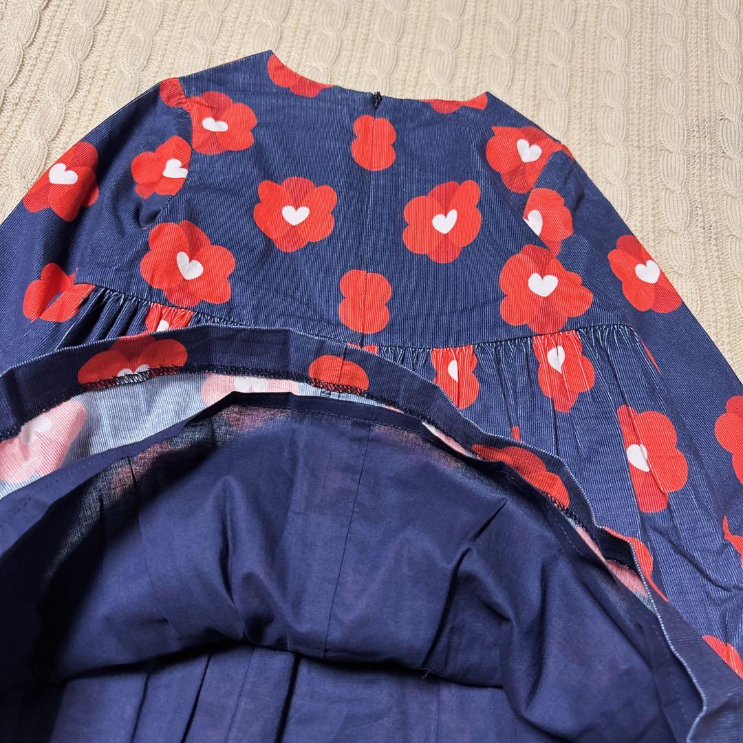 新品　Jacadi ハートフラワー コーデュロイワンピース　 36M