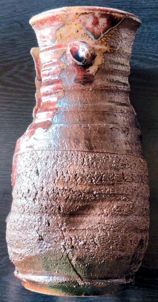 信楽焼 花瓶 高さ約20cm巾約10cm口元巾約9.7cm最上部巾約10.7cm