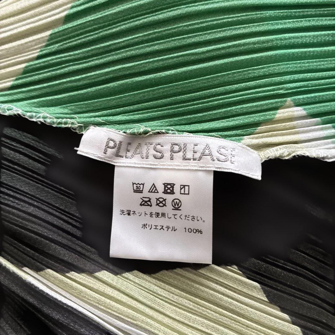 PＬEATS PＬEA S E ノースリーブワンピース 黒 緑