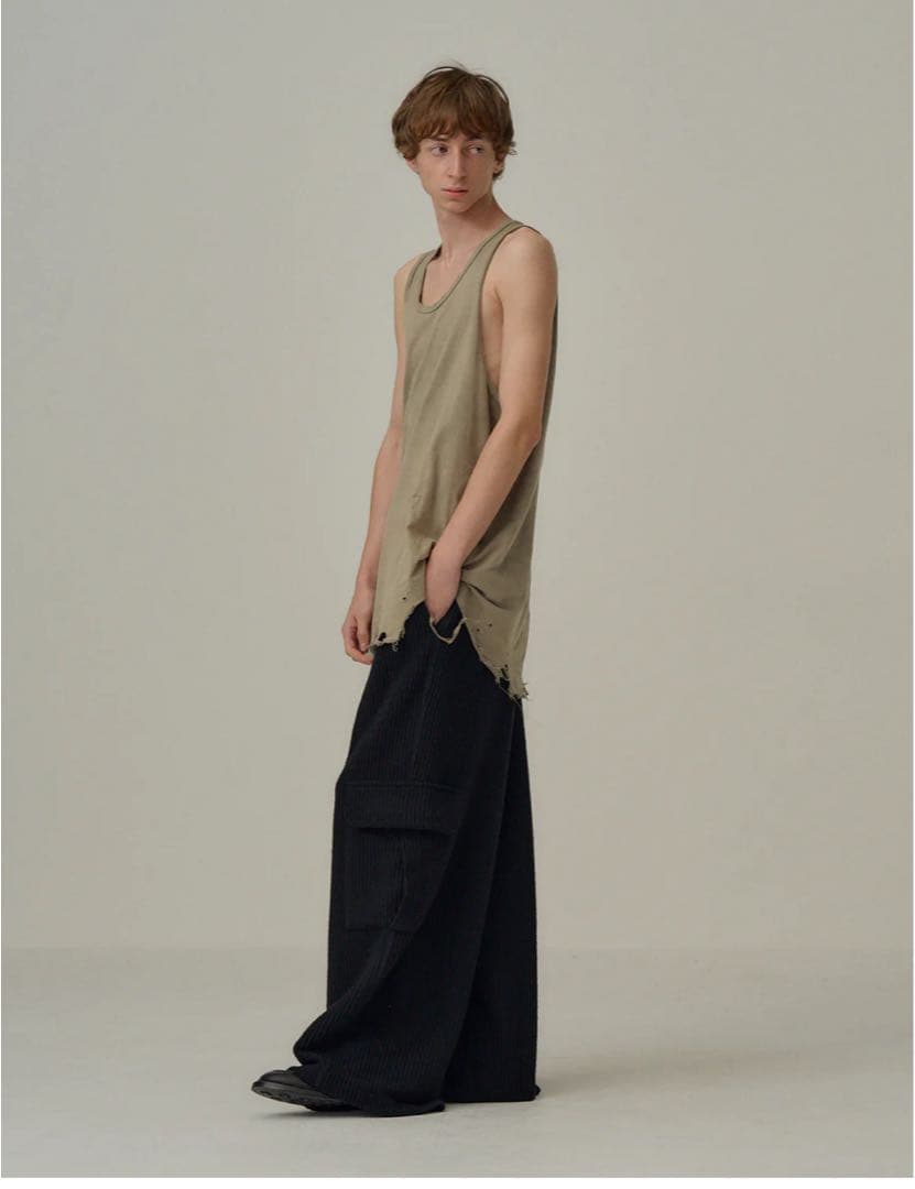 トップス 25SUMMER ANCELLM DAMAGED TANK TOP GRAY