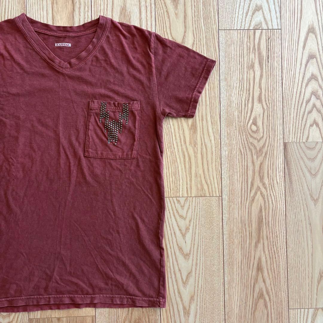 KAPITAL キャピタル スタッズ Tシャツ ボルドー 日本製