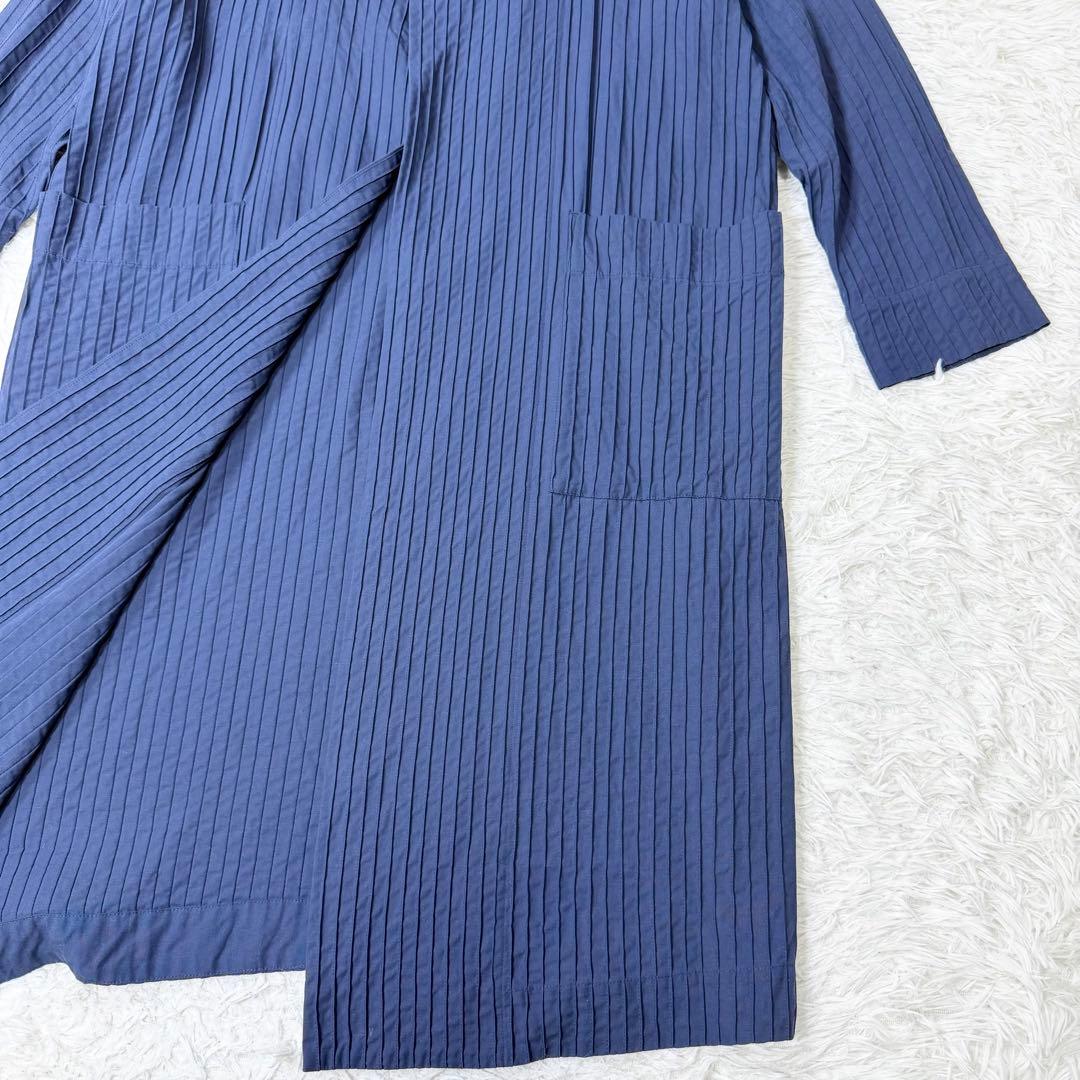 ヤッコマリカルド ピンタック ロングコート テンセル麻 ネイビー N