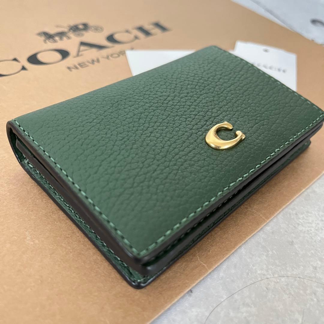 コーチ☆新品☆エッセンシャル レザービジネス カードケース/名刺入れ グリーン緑