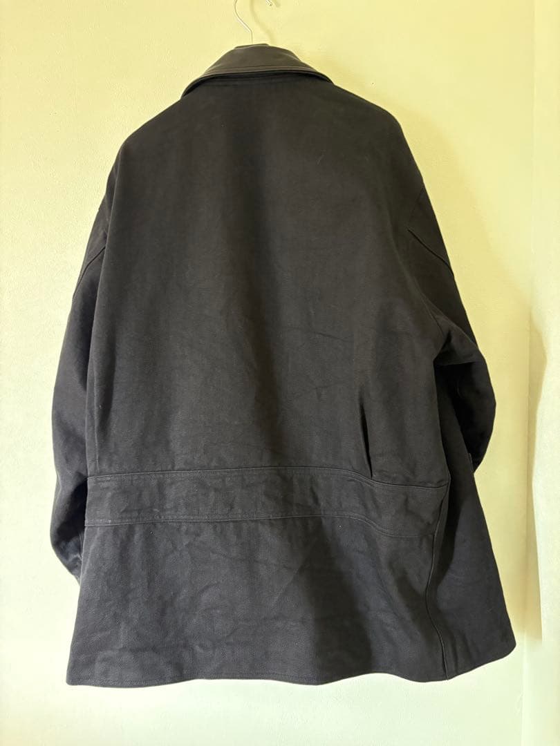 25AW COMOLI 黒 カバーオール レザー襟　サイズ3
