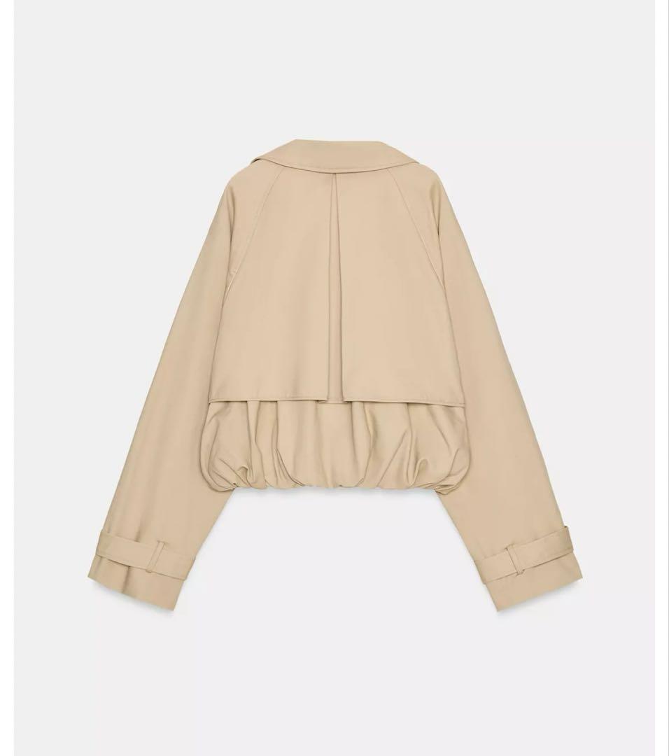 タグ付き新品★ZARAのショートバルーントレンチコート★Mサイズ★コムギ色