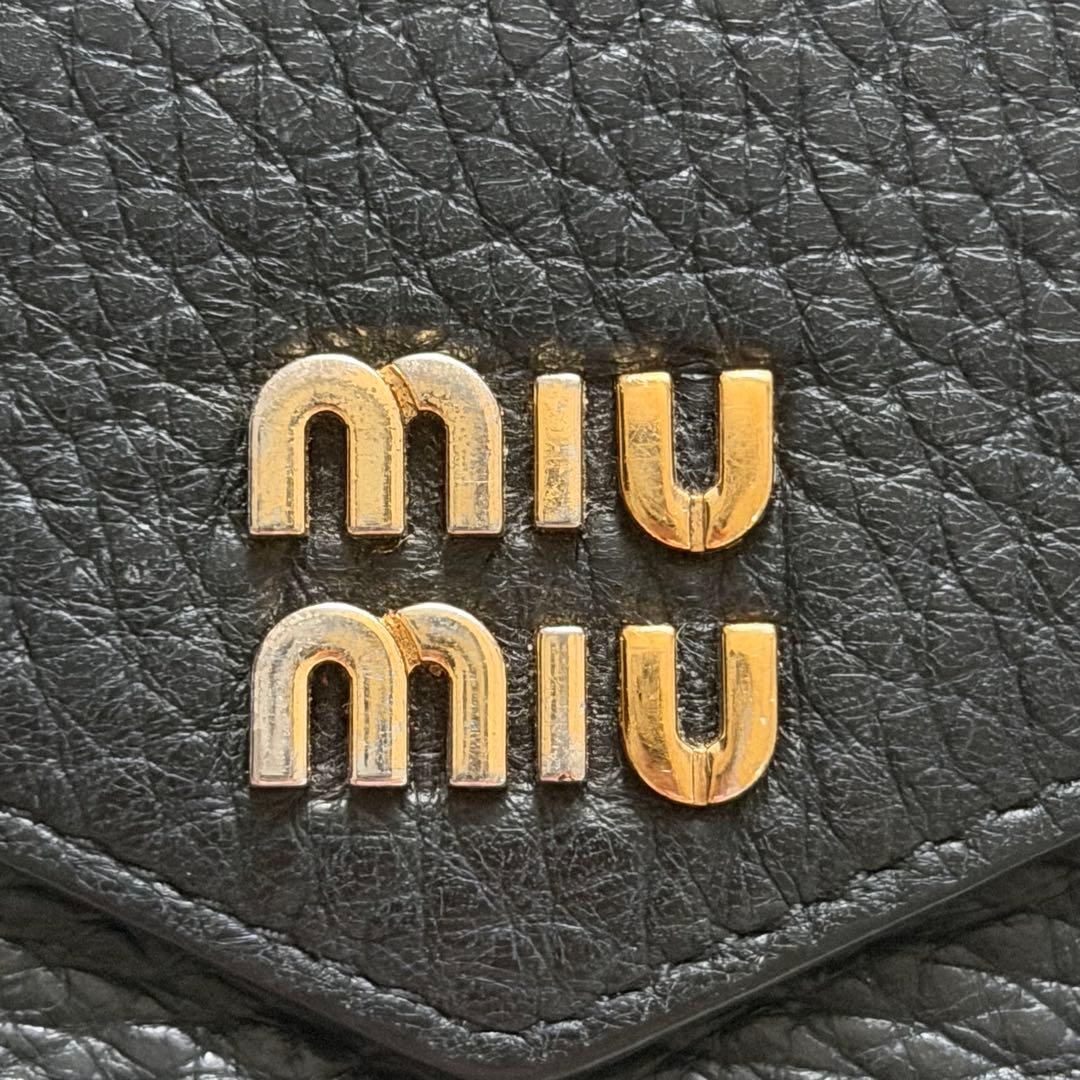 miumiu 二つ折り財布 カードケース ケース レザー ブラック