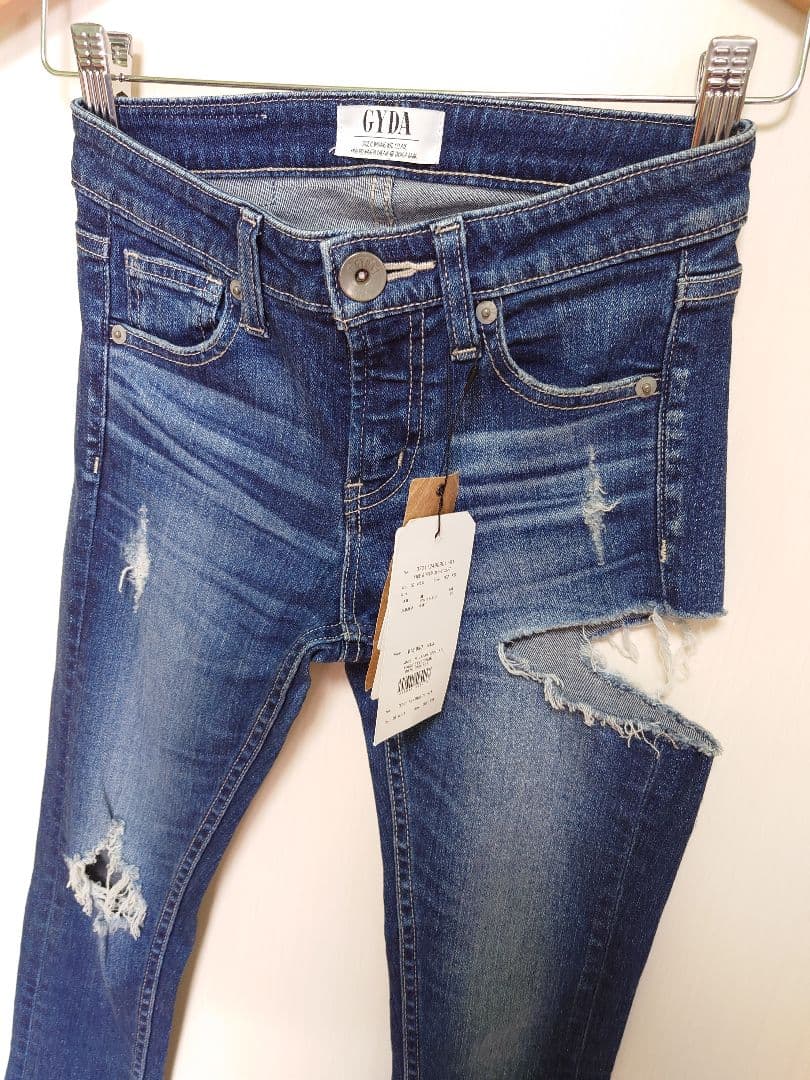 新品タグ有❁GYDA サイドリップド スキニーデニム XS