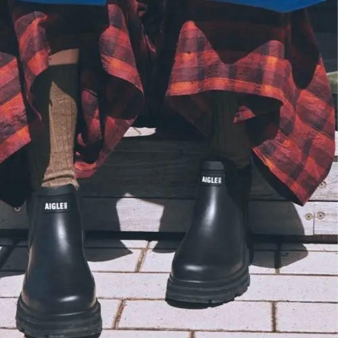新品 AIGLE レインブーツ ソフトレイン2 厚底 ラバーブーツ エーグル