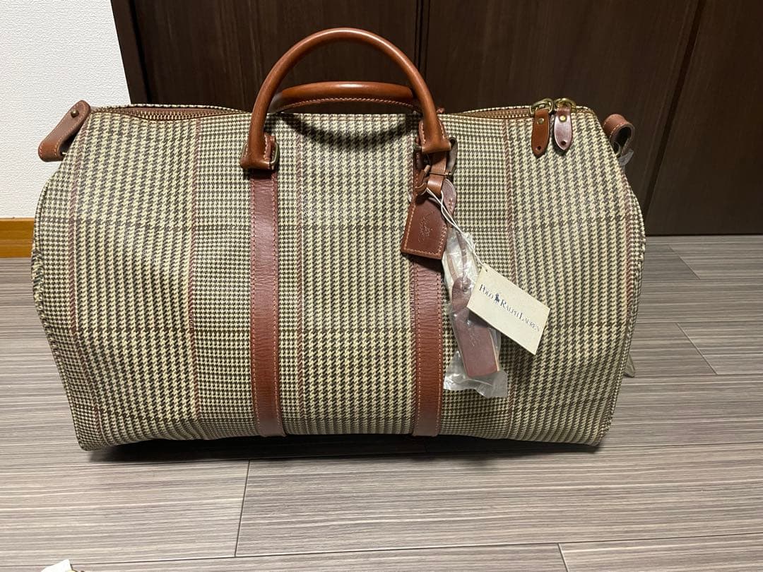 美品 特大 ポロラルフローレン ボストンバッグ 2way 千鳥格子 大容量