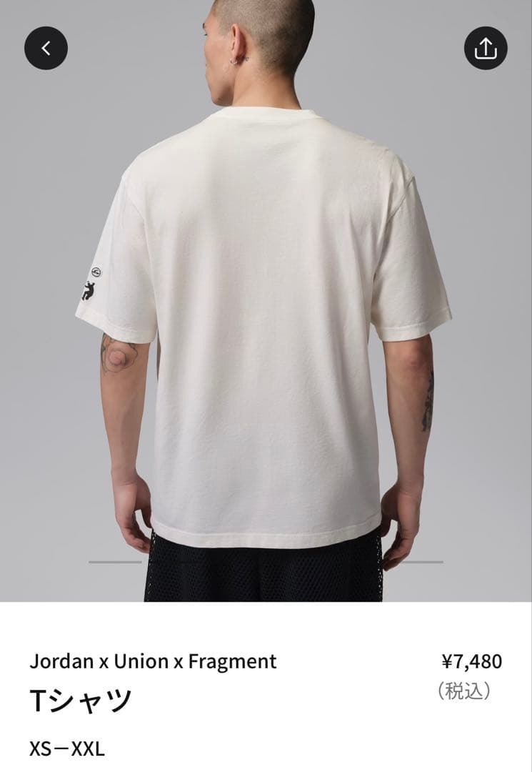 XL 新品 Jordan x Union x Fragment Tee