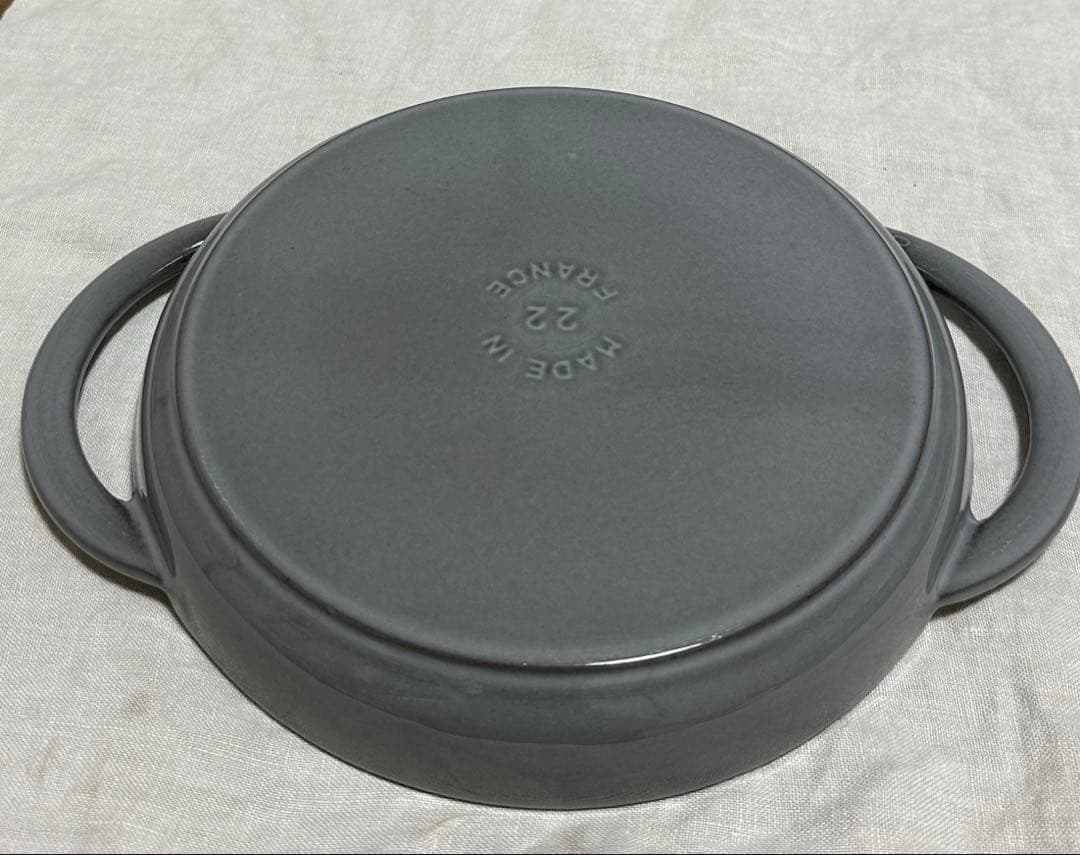 【美品】STAUB ストウブ 22 グリルパン　22cm グレー