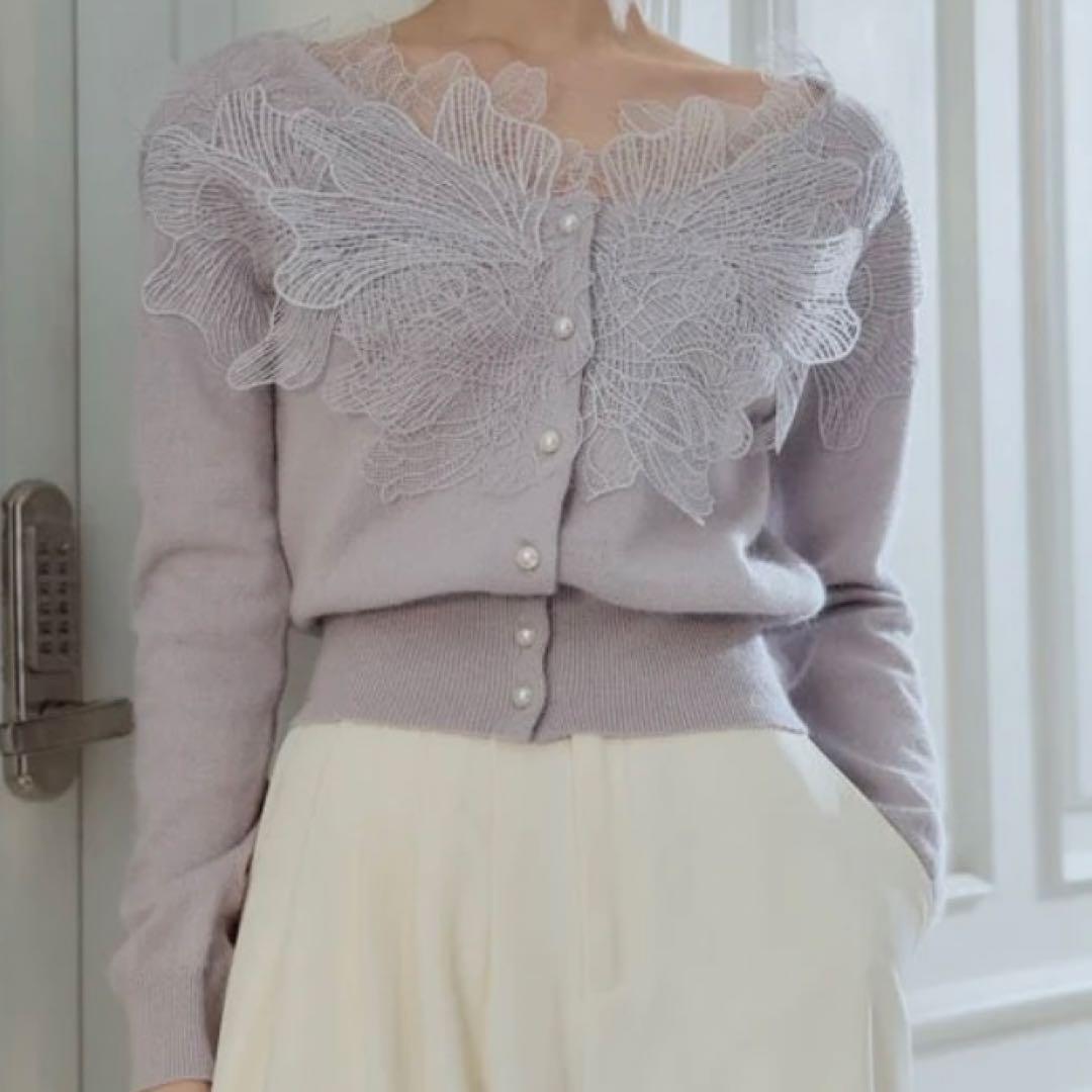 正規品⭐︎polaura ポローラ　レースフリルカーディガン